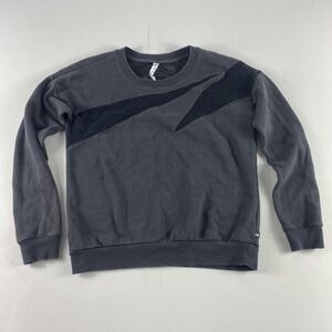 Fabletics Sweater Mens Small Gray Black Mesh Pullover Crewneck Athletic Workout